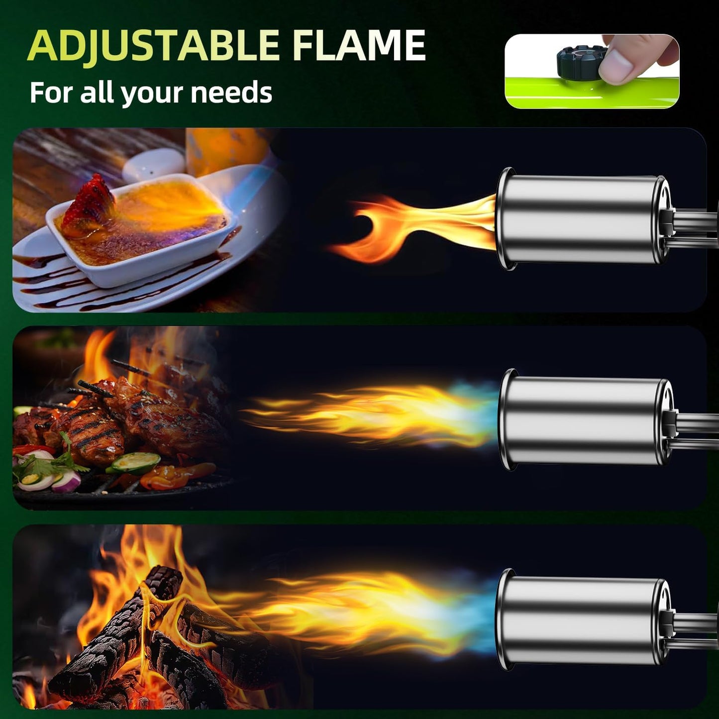Tool Rush™ Powerful Propane  Torch , Adjustable Blow Torch for Sous Vide, BBQ, Campfire